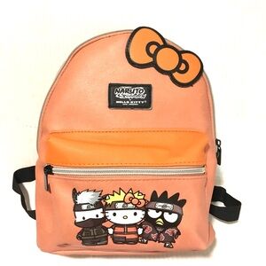 Naruto Shippuden X Hello Kitty And Friends Mini Backpack Peach Orange Bow Cutie